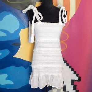LoveShackFancy White Tiered Ruffled Mini Dress